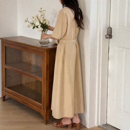 ELORA Structured Belted Midi Dress - Women One Size