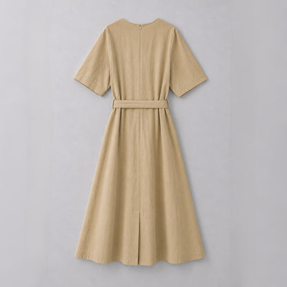 ELORA Structured Belted Midi Dress - Women One Size