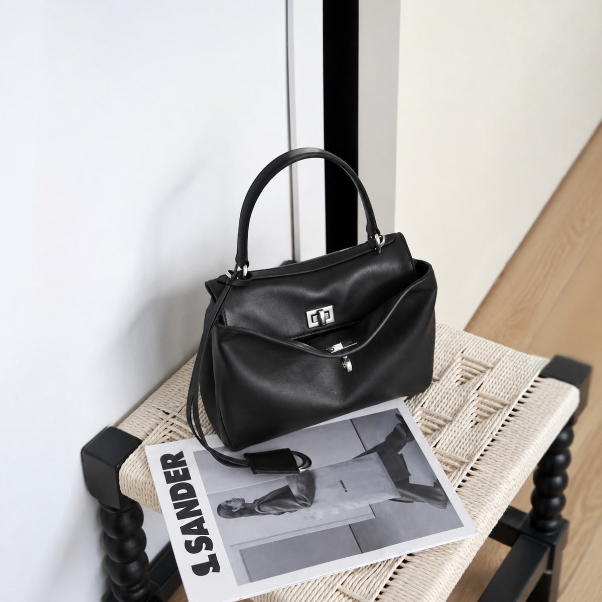 AVEN Drape Lock Leather Handbag - Small