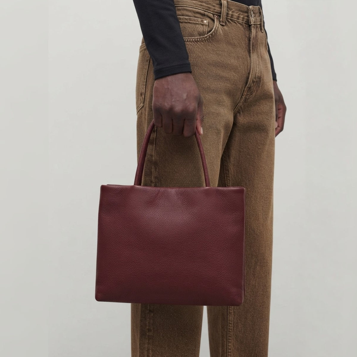 LUNE Double Compartment Lambskin Shoulder Tote - Medium