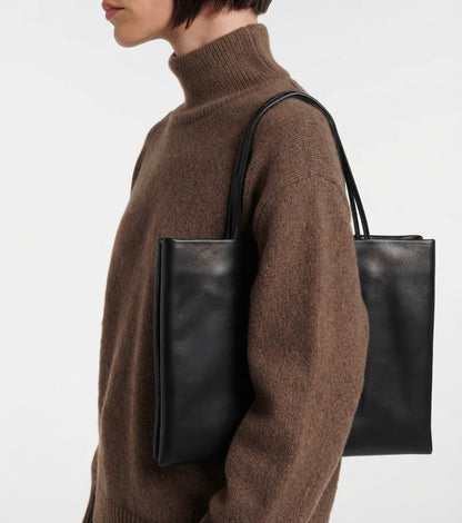 LUNE Double Compartment Lambskin Shoulder Tote - Medium