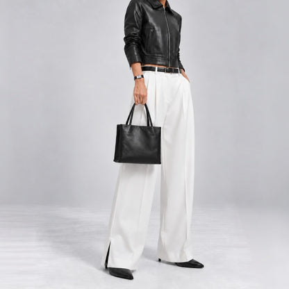 LUNE Double Compartment Lambskin Tote - Small