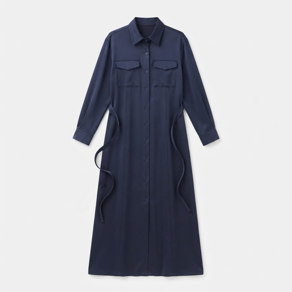 THEA Belted Long Shirt Dress - Women One Size