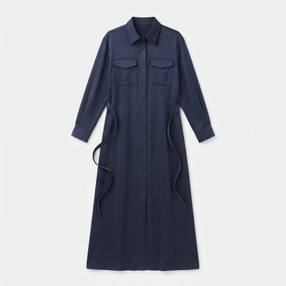 THEA Belted Long Shirt Dress - Women One Size