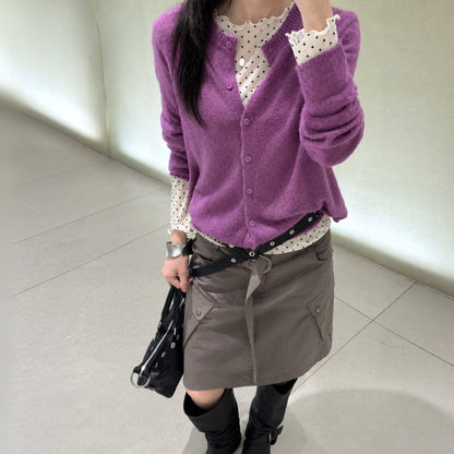 Mohair Knit Cardigan - Women One Size