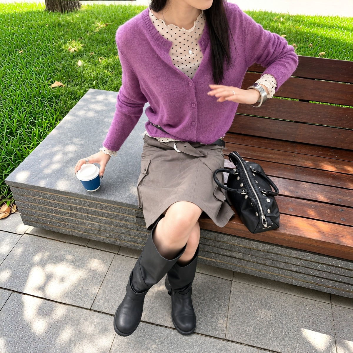 Mohair Knit Cardigan - Women One Size