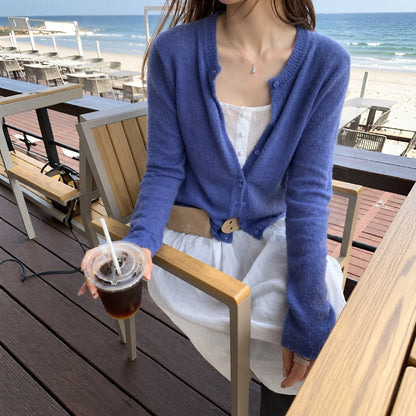 Mohair Knit Cardigan - Women One Size