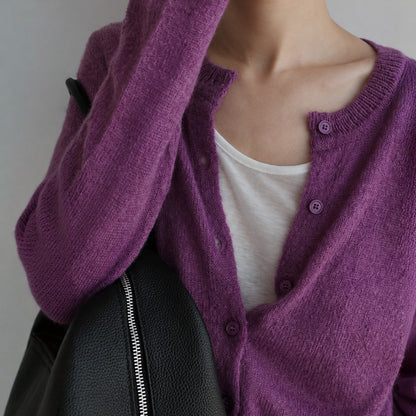 Mohair Knit Cardigan - Women One Size