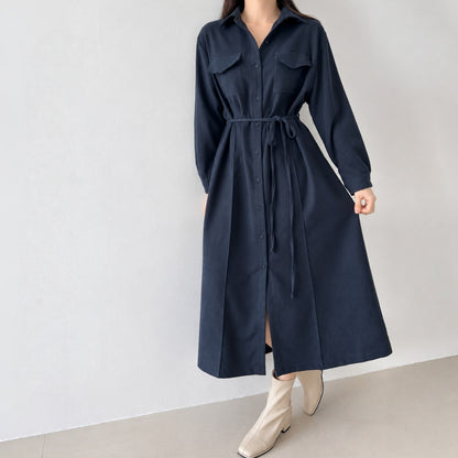THEA Belted Long Shirt Dress - Women One Size