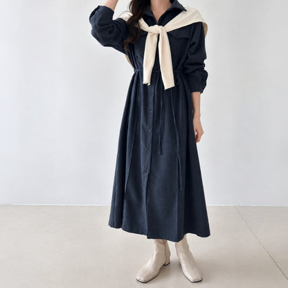 THEA Belted Long Shirt Dress - Women One Size