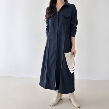 THEA Belted Long Shirt Dress - Women One Size