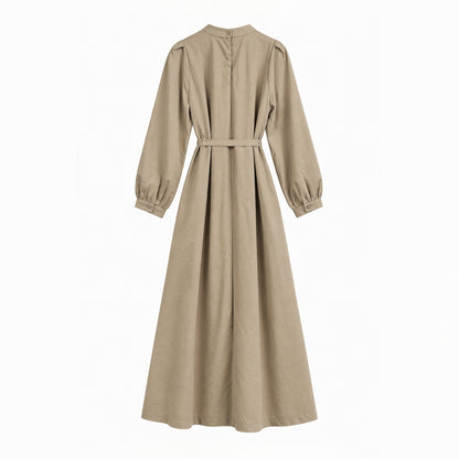 Pintuck Drape Belted Midi Dress - Women One Size