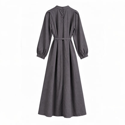 Pintuck Drape Belted Midi Dress - Women One Size