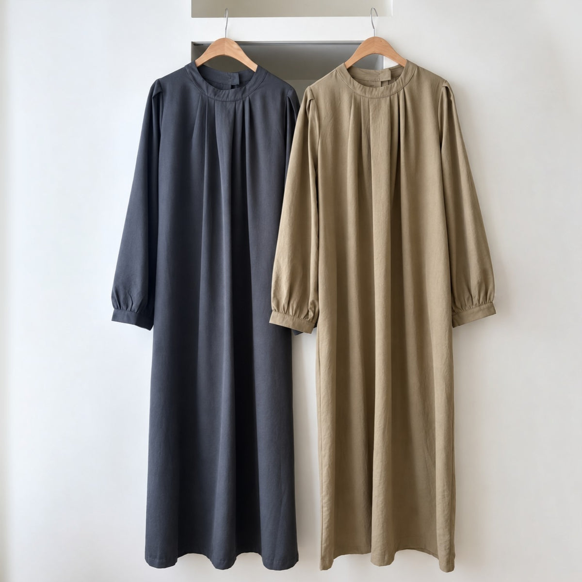 Pintuck Drape Belted Midi Dress - Women One Size