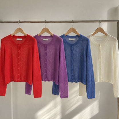 Mohair Knit Cardigan - Women One Size