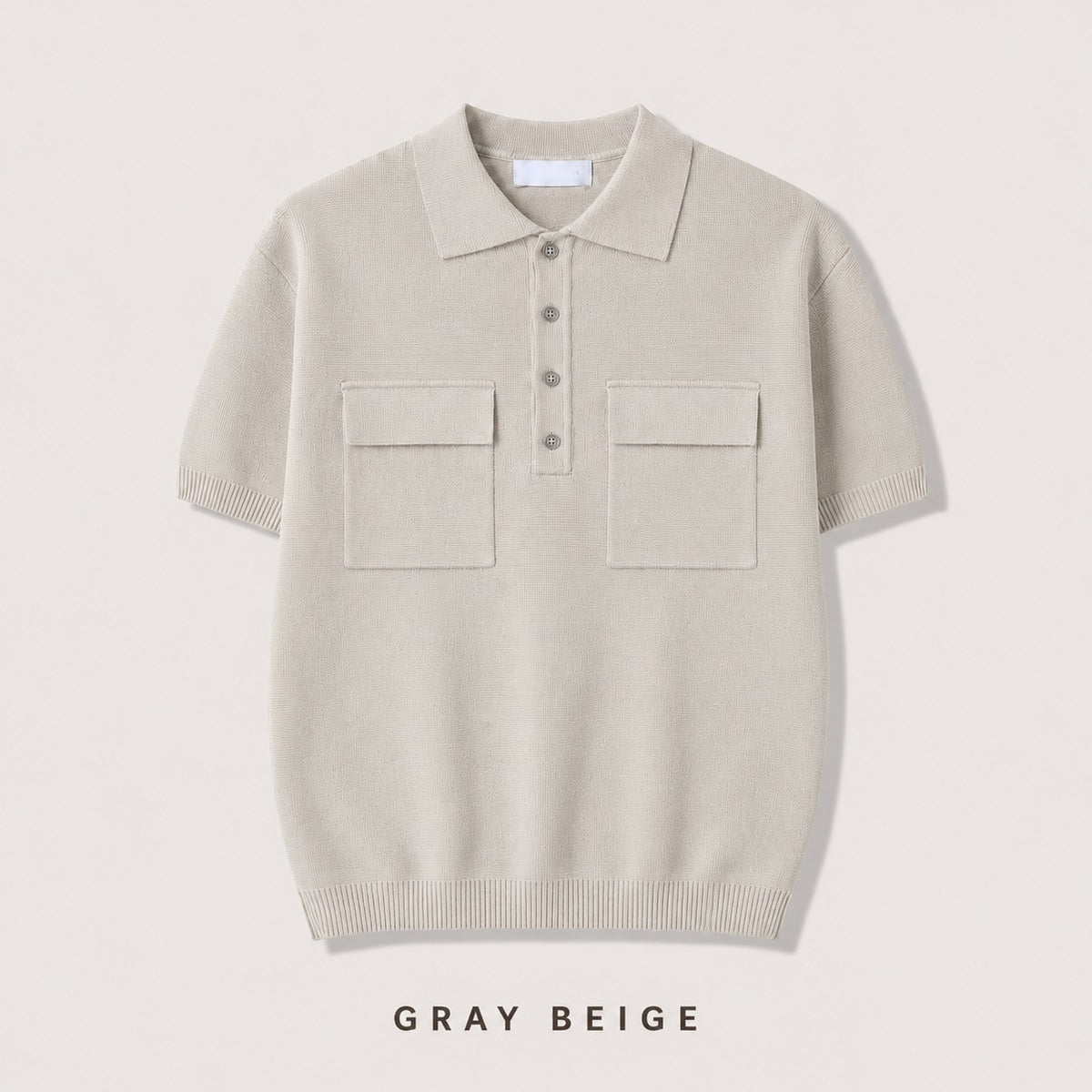 Double Flap Pocket Knit Polo - Men One Size