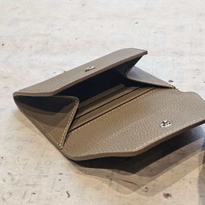 Mini Pebbled Leather Card Wallet – Compact Snap Closure Cash & Card Holder