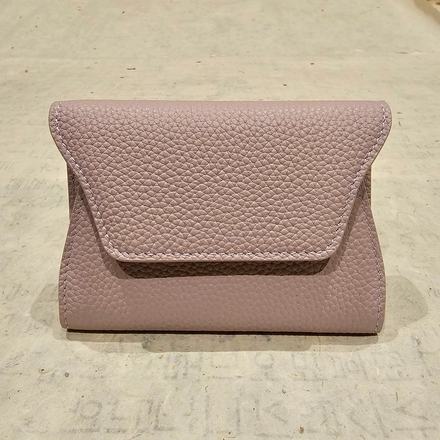 Mini Pebbled Leather Card Wallet – Compact Snap Closure Cash & Card Holder