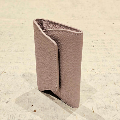 Mini Pebbled Leather Card Wallet – Compact Snap Closure Cash & Card Holder