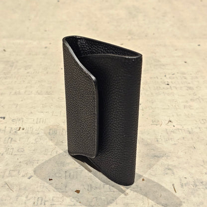 Mini Pebbled Leather Card Wallet – Compact Snap Closure Cash & Card Holder