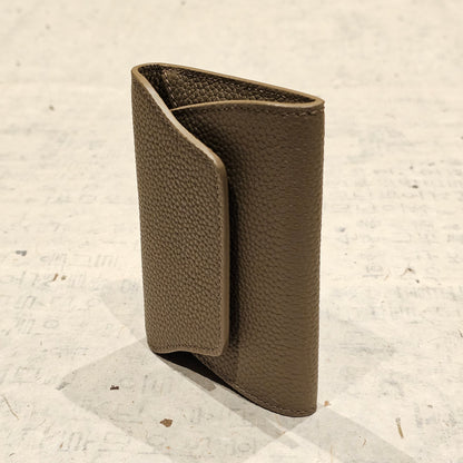 Mini Pebbled Leather Card Wallet – Compact Snap Closure Cash & Card Holder