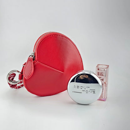 Cowhide Leather Heart Mini Pouch