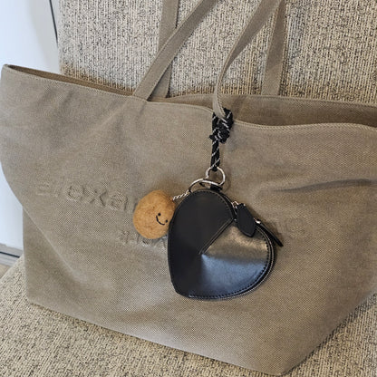 Cowhide Leather Heart Mini Pouch