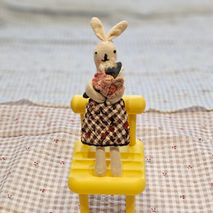 Handmade Bunny Brooch – Floral Rabbit Fabric Pin (Made in Korea)