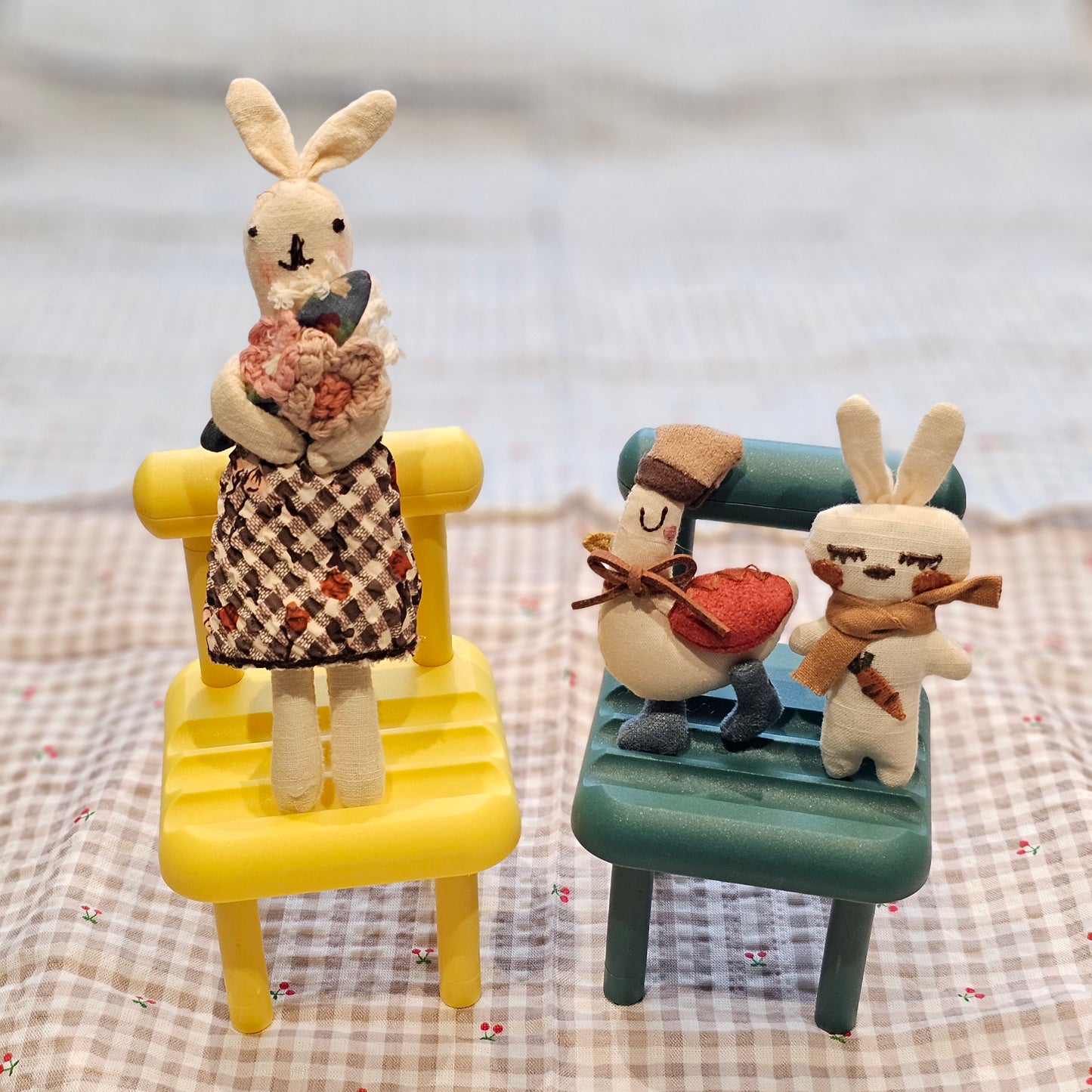 Handmade Baby Bunny Brooch – Vintage Fabric Rabbit Pin | Made in Korea