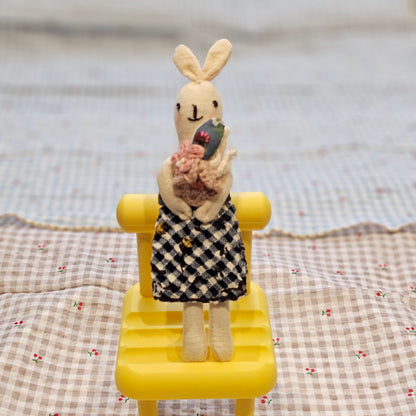 Handmade Bunny Brooch – Floral Rabbit Fabric Pin (Made in Korea)