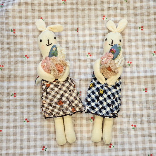 Handmade Bunny Brooch – Floral Rabbit Fabric Pin (Made in Korea)