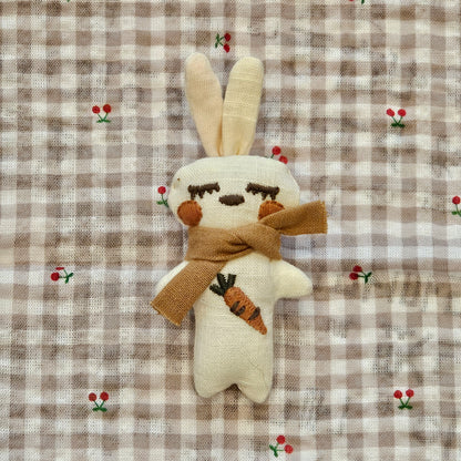 Handmade Baby Bunny Brooch – Vintage Fabric Rabbit Pin | Made in Korea