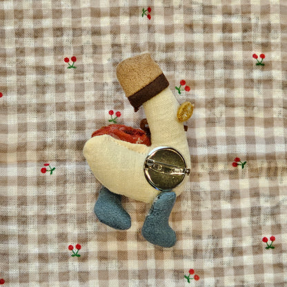 Handmade Duck Brooch – Vintage Fabric Bird Pin