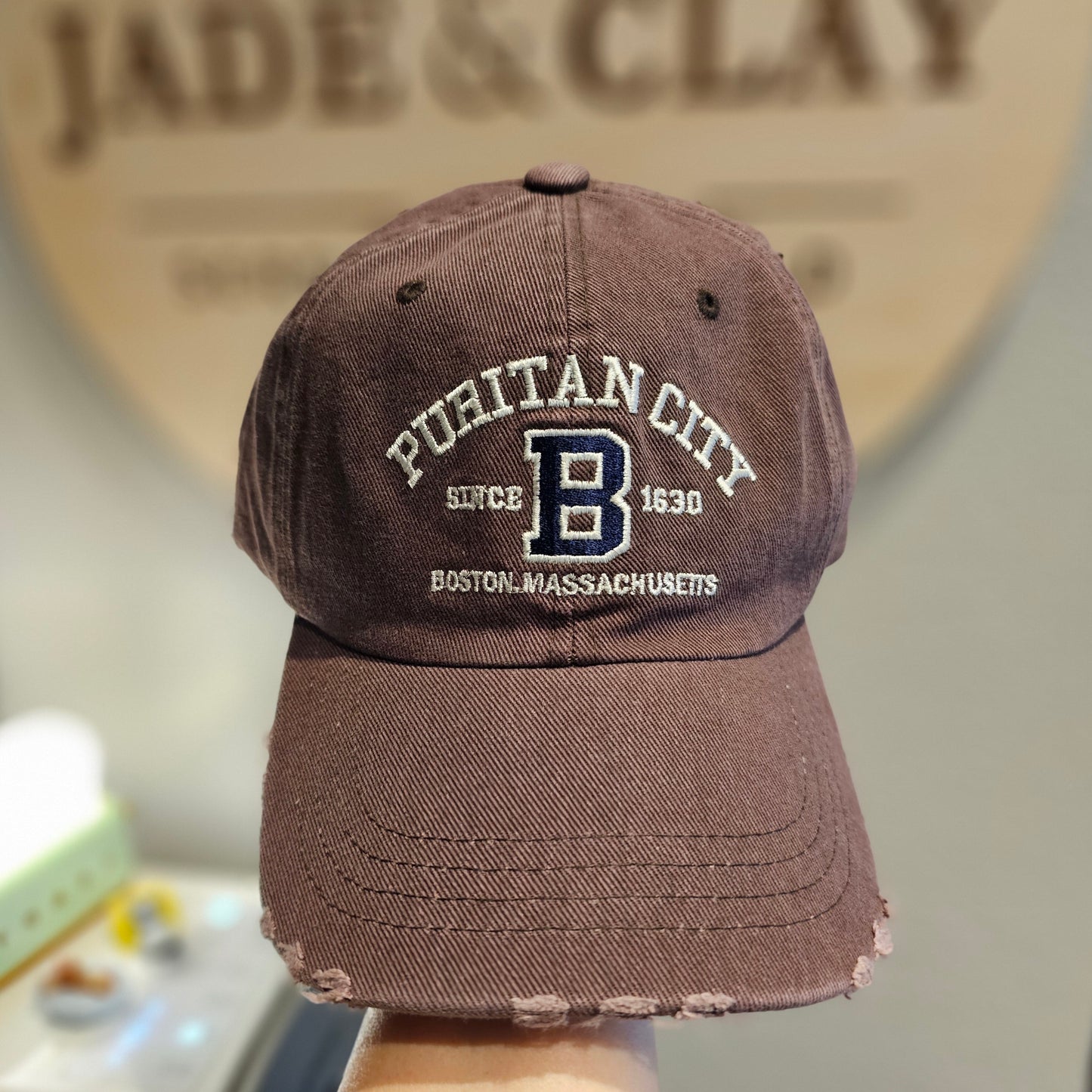 PURITAN CITY BOSTON Embroidered Distressed Cap – Mid Depth