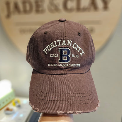 PURITAN CITY BOSTON Embroidered Distressed Cap – Mid Depth