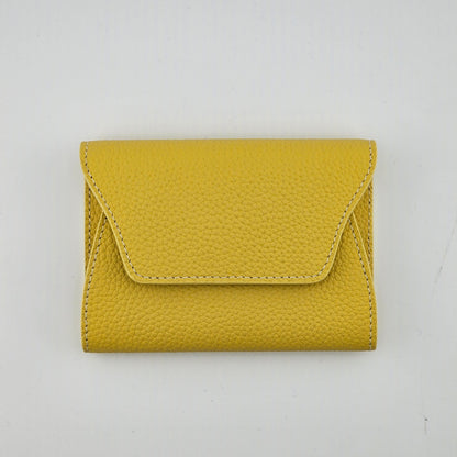 Mini Pebbled Leather Card Wallet – Compact Snap Closure Cash & Card Holder