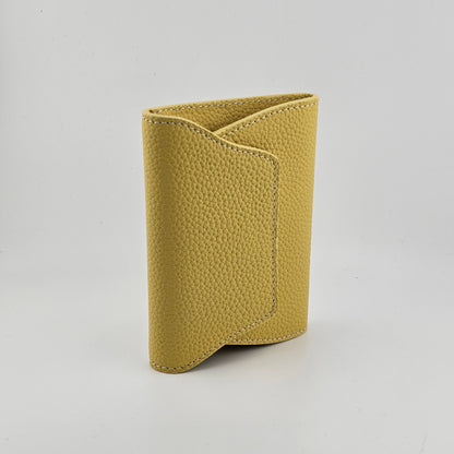 Mini Pebbled Leather Card Wallet – Compact Snap Closure Cash & Card Holder