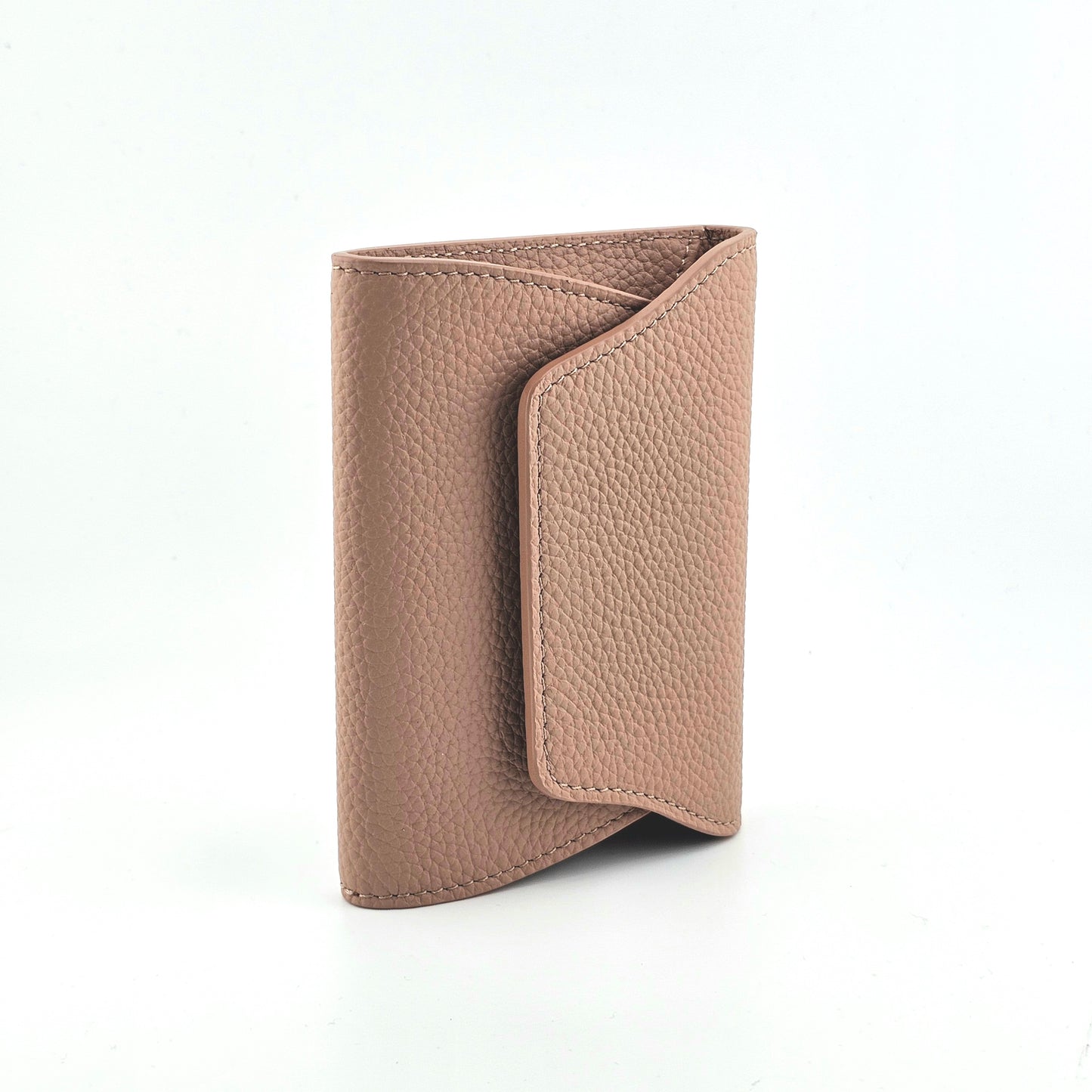 Mini Pebbled Leather Card Wallet – Compact Snap Closure Cash & Card Holder