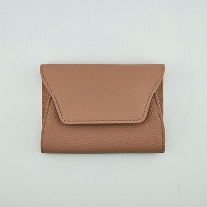 Mini Pebbled Leather Card Wallet – Compact Snap Closure Cash & Card Holder