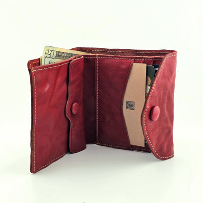 Vintage Washed Cowhide Leather Wallet