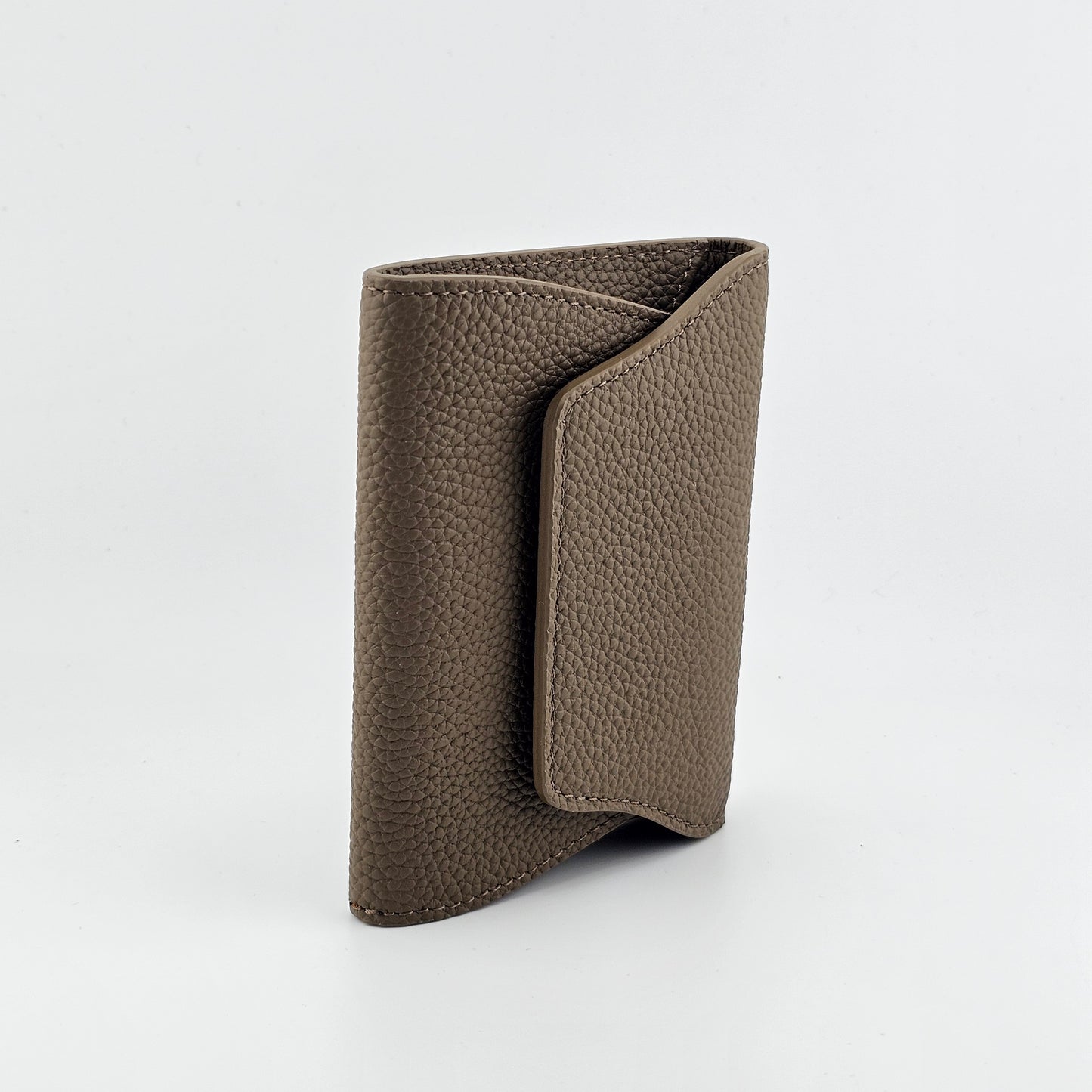 Mini Pebbled Leather Card Wallet – Compact Snap Closure Cash & Card Holder