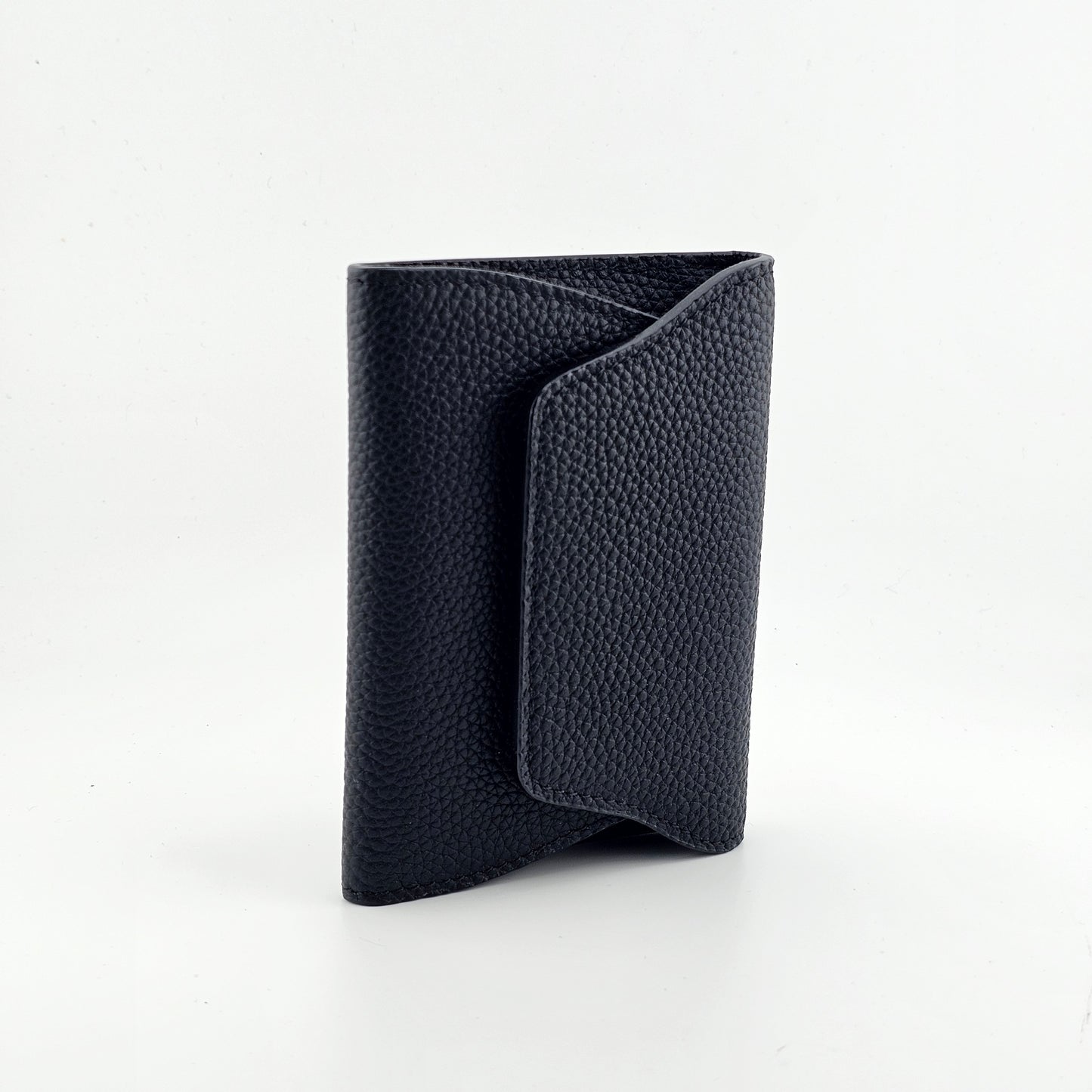 Mini Pebbled Leather Card Wallet – Compact Snap Closure Cash & Card Holder