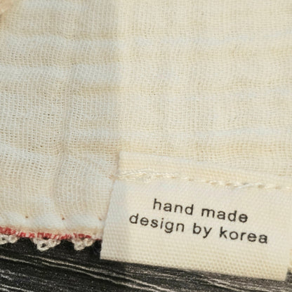 Ivory Red Heart Stripe Cotton Gauze Handkerchief