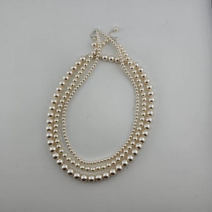 Sterling Silver Pearl Necklace (4mm / 6mm / 8mm) – Elegant Minimal Jewelry