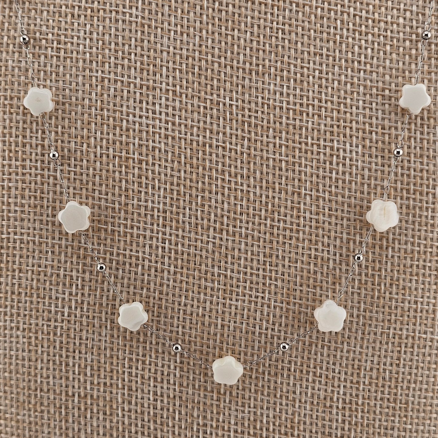 Delicate Ivory Blossom Bead Necklace & Bracelet Set