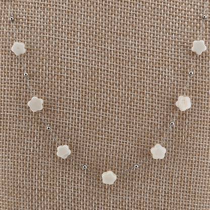 Delicate Ivory Blossom Bead Necklace & Bracelet Set