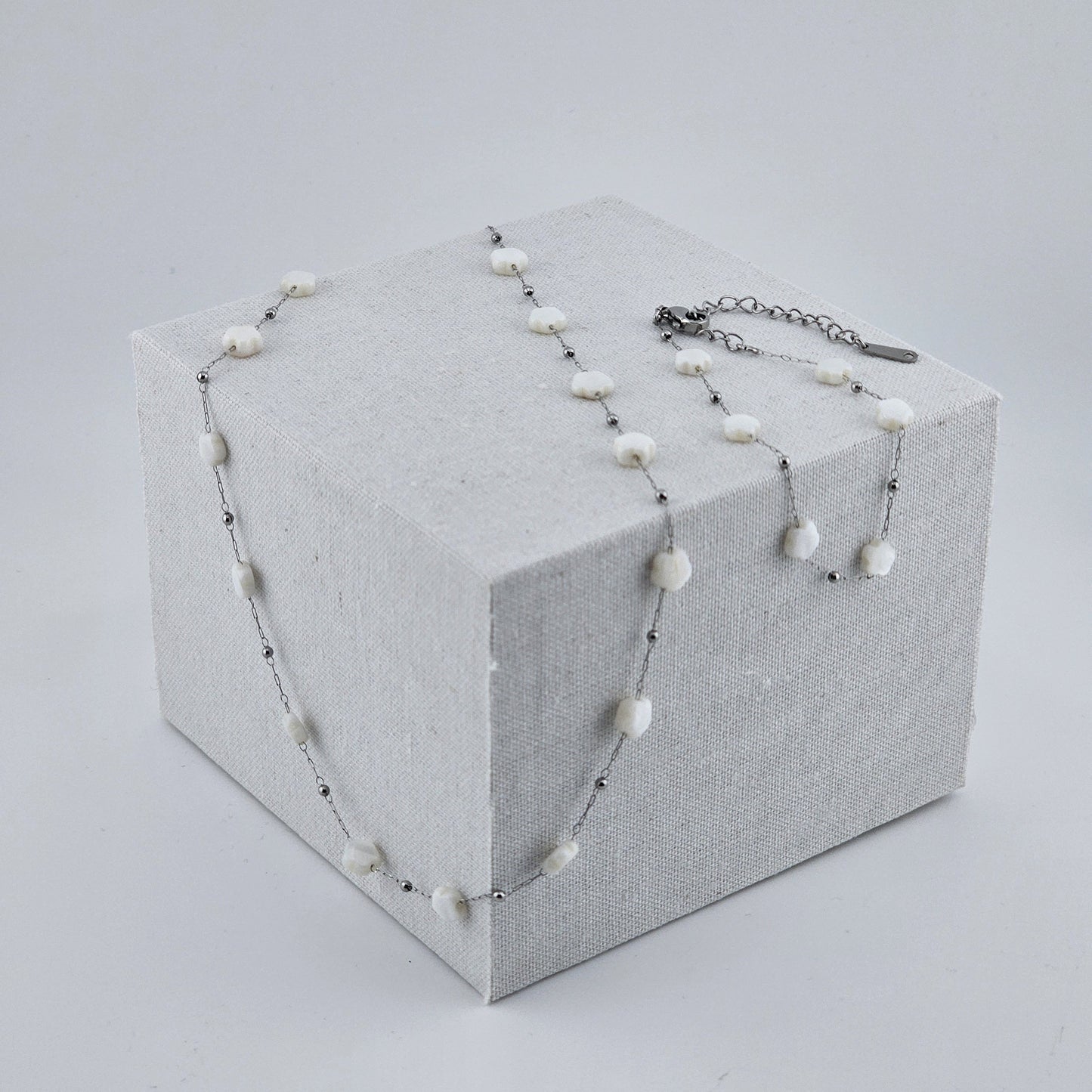 Delicate Ivory Blossom Bead Necklace & Bracelet Set