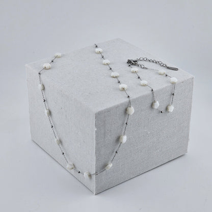 Delicate Ivory Blossom Bead Necklace & Bracelet Set