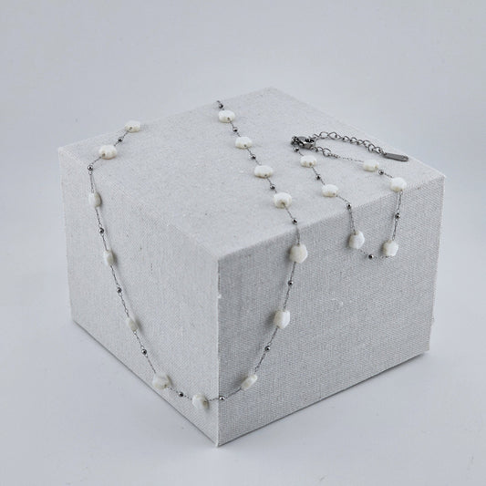 Delicate Ivory Blossom Bead Necklace & Bracelet Set