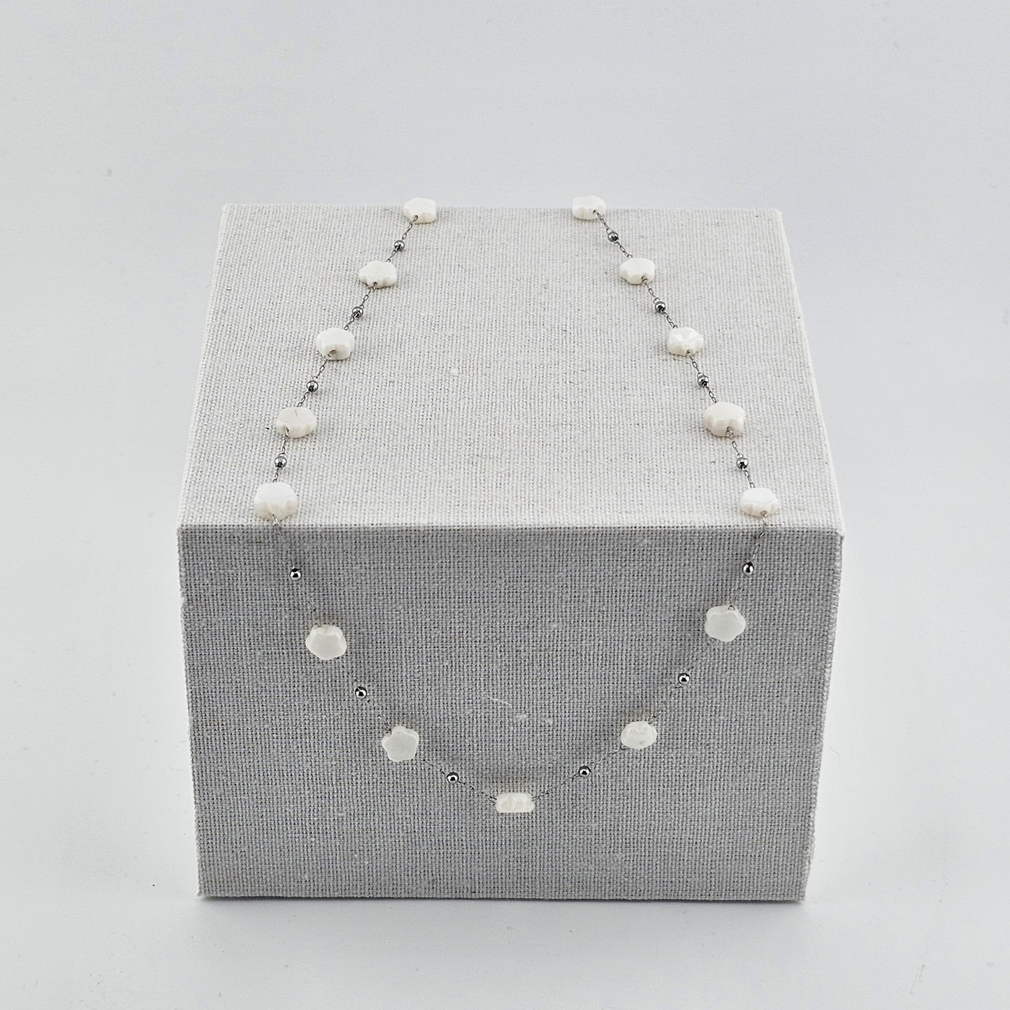 Delicate Ivory Blossom Bead Necklace & Bracelet Set